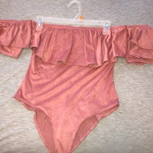 Charlotte Russe Suede Pink Bodysuit